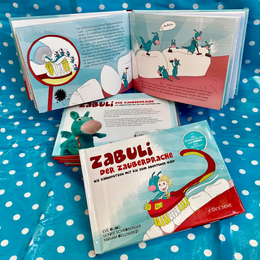 Zabuli Zauberdrache Zahnputz-Kinderbuch Stofftier Effecteve Verlag München Eve Kling