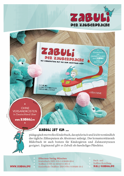 Zabuli Zauberdrache Zahnputz-Kinderbuch Stofftier Effecteve Verlag Muenchen Eve Kling