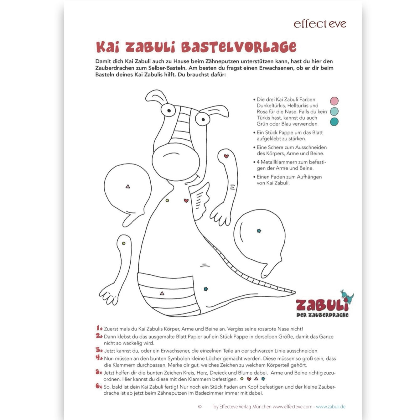 Zabuli Zauberdrache Zahnputz-Kinderbuch Stofftier Effecteve Verlag München Eve Kling